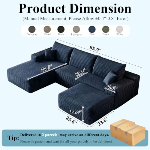 Image of Boneless Cloud Sectional Couch Modular Sofa with Ottoman for Living Room