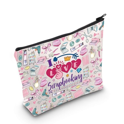 Image of WZMPA Scrapbook Lover Cosmetic Makeup Bag Scrapbook Fan Gift I Love Scrapbooking Zipper Pouch Bag For Women Girls (Scrapbooking F)