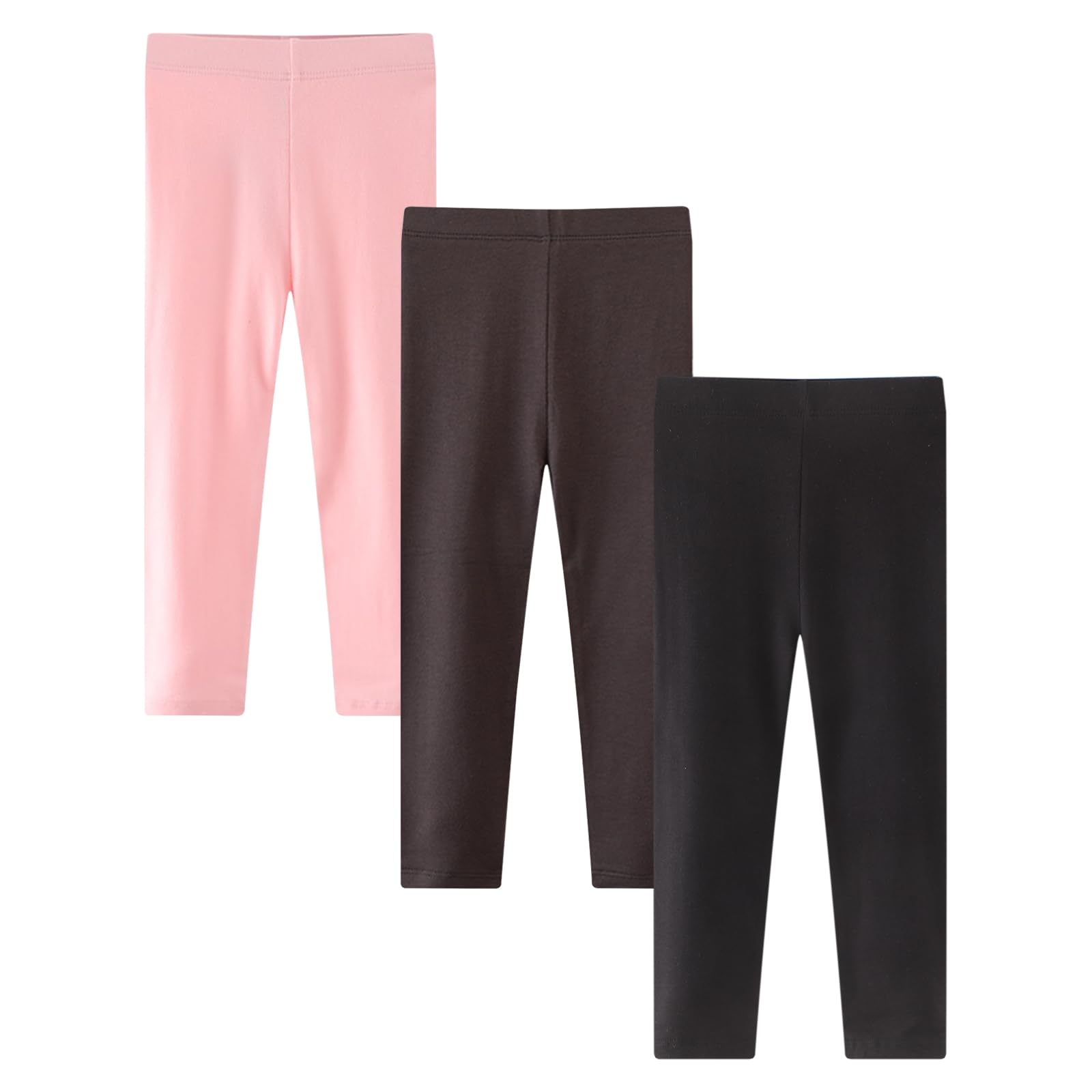 Kfnire Leggings Mädchen 3er-Pack Baumwoll Leggings Kinder Elastischer Waist Einfarbig Leggins 6 Monate bis 6 Jahre