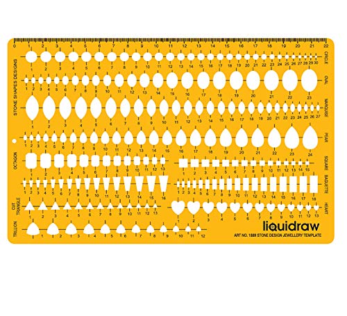 Liquidraw Schmuck-Design-Schablonen, Schablone zur Schmuckherstellung, Schablonen – Steinformen & Größen, Orange, transparent, 1889