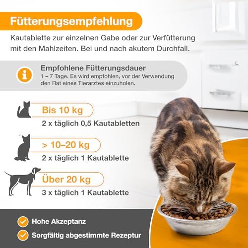 alfavet Dia Tab Röhre 12 x 5,5 g – Diät-Ergänzungsfuttermittel für Hunde & Katzen – Kautabletten bei Durchfall – Mit Bentonit & pflanzlichen Inhaltsstoffen zur Regulierung der Verdauung