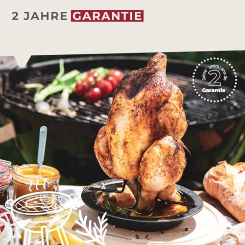 Foto von Fackelmann Hähnchenbräter für Backofen & Grill – Hähnchen Halter inlkusive Abtropfschale für saftige Grillhähnchen – Geflügelhalter für BBQ
