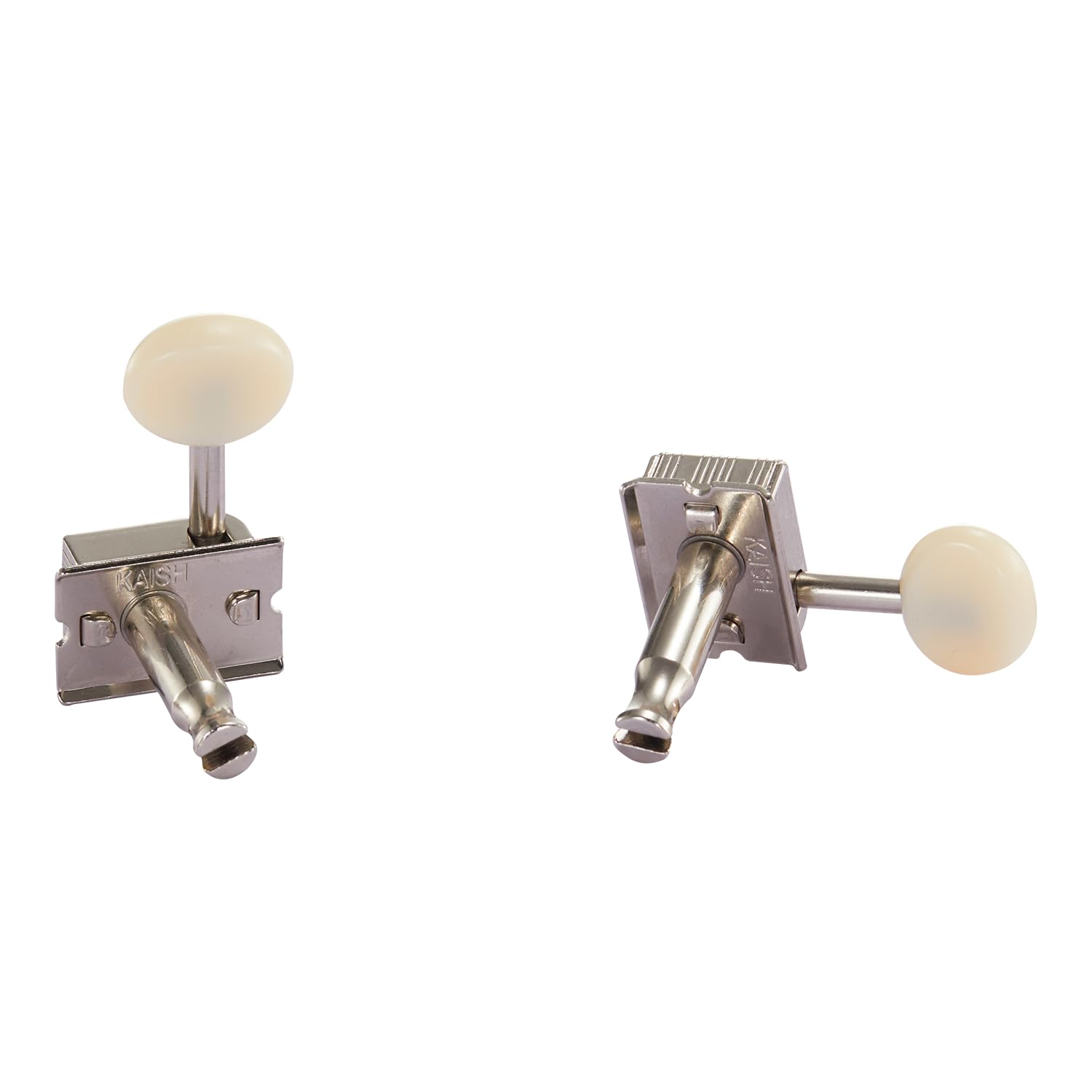 KAISH Nickel w/Aged White Split Vintage Guitar Tuning Keys Tuners for Strat/Tele Korea Made, Nickel with Aged White Button - Image 4