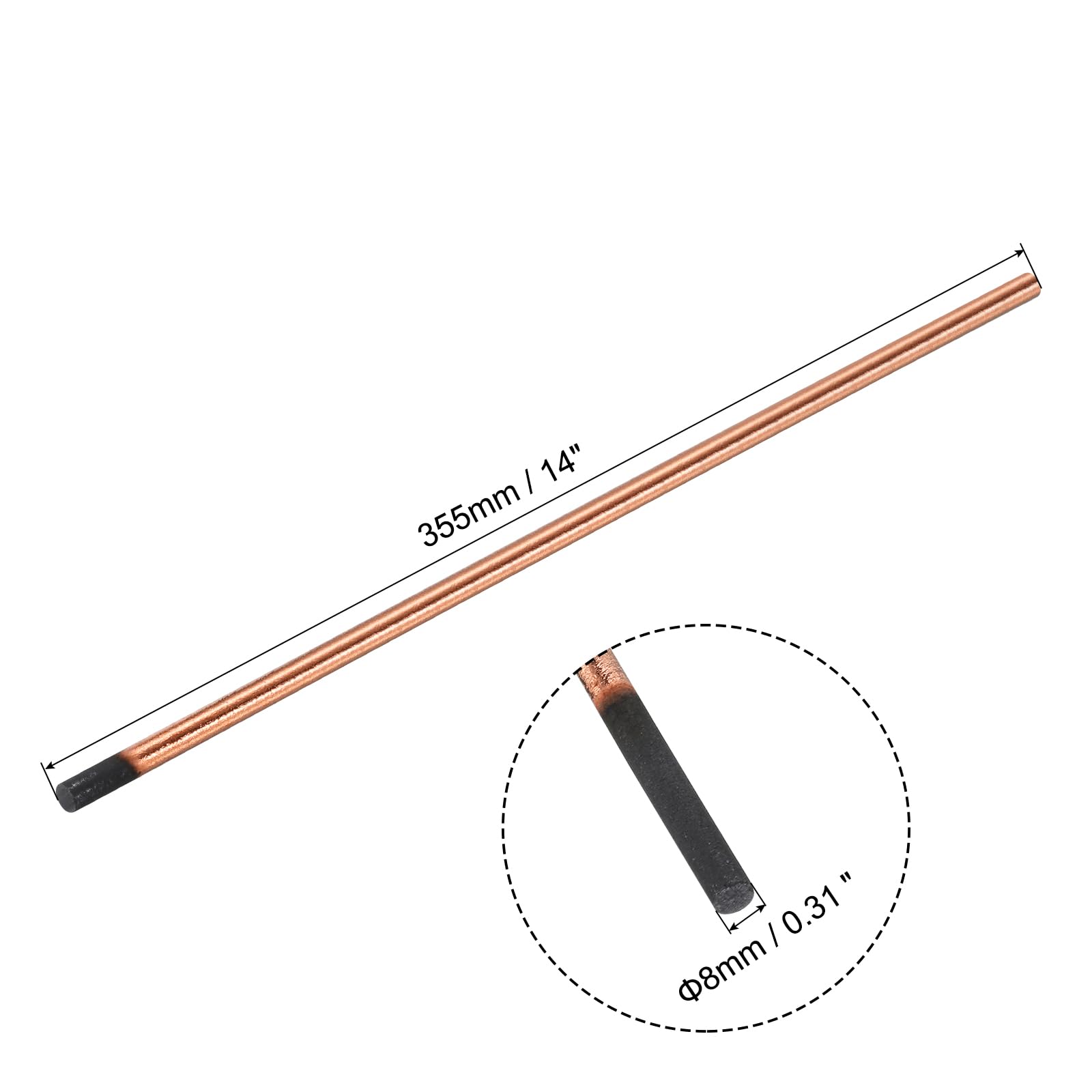 PATIKIL 10pcs 8mmx355mm(5/16"x14") Carbon Arc Air Gouging Rods Copper Graphite Coated Gouging Electrode Rods for Welding - Image 2