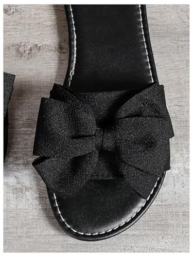 GORGLITTER Women's Bow Sandals Dressy Summer Open Toe Slip On Slides Vacation Beach Flat Sandals2