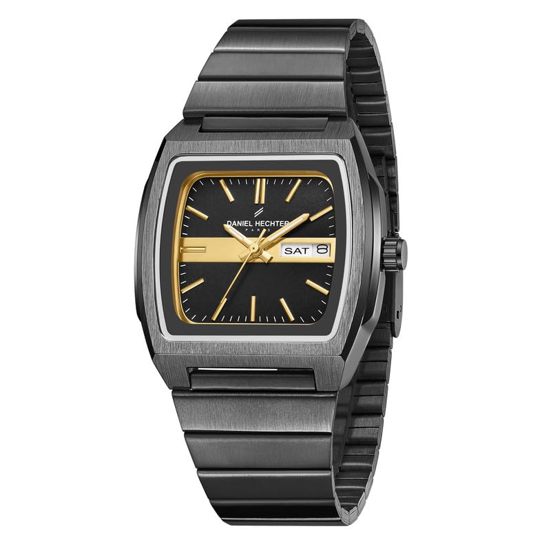 Image of Daniel Hechter Paris Emma Collection Analog Quartz Watch for Men with Square Dial with Day-Date Function, Stainless Steel Strap - DHM1049
