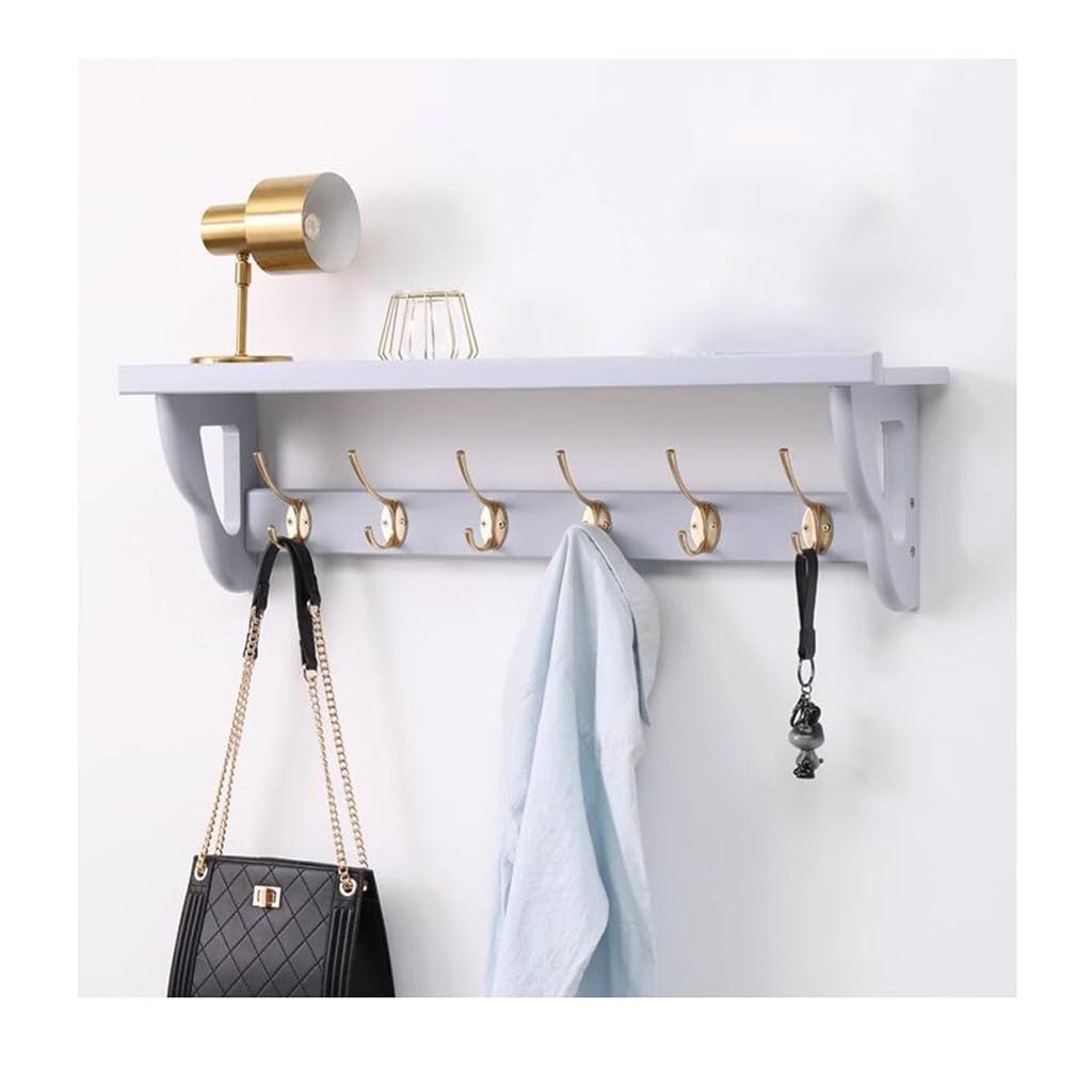 JNTFNE Wall Mount Coat Rack with Shelf - Wood Hanging Hanger Hat for Entryway Mudroom Hooks Underneath