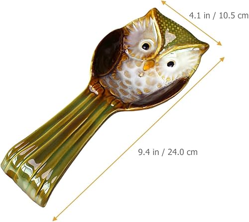 Miniatura 6 de BESTonZON Soporte para cuchara de búho, soporte de cucharón de cerámica, espátula de cocina, cucharón, soporte para utensilios, organizador de