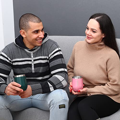 Image of BJPKPK 2 PCS 12oz Insulated Wine Tumblers, Stainless Steel Cups with Lid | Double Wall Vacuum Coffee Mugs, BPA-Free Reusable Wine Tumblers for Hot & Cold Drinks, Home, Party, Camping & Outdoor