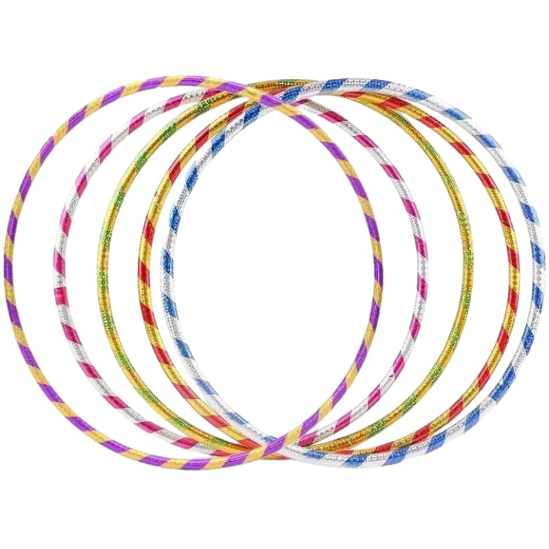 PriceKingX Multicolor Stripy Glitter Hula Hoops Kids Adults Outdoor Exercise Eye-Catching Stripy Glitter Design Durable & Lightweight Safe Activities Ideal for Games (12, large)