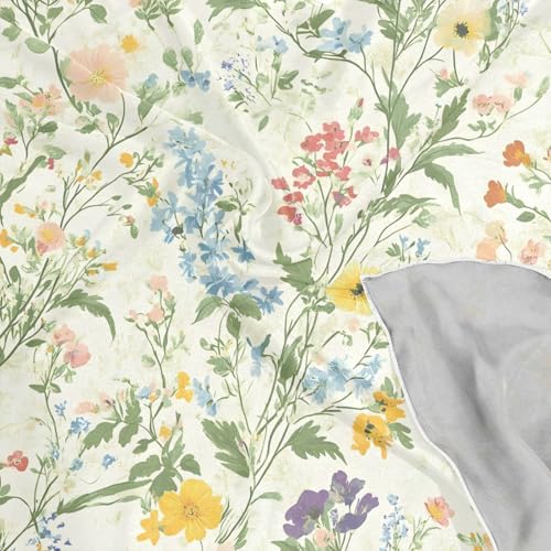 Pastel Hues Wildflowers Silk Head Scarf 24" Square Soft Feeling Satin Hair Scarf Silk Bandana Neck Scarf for Women Girls4