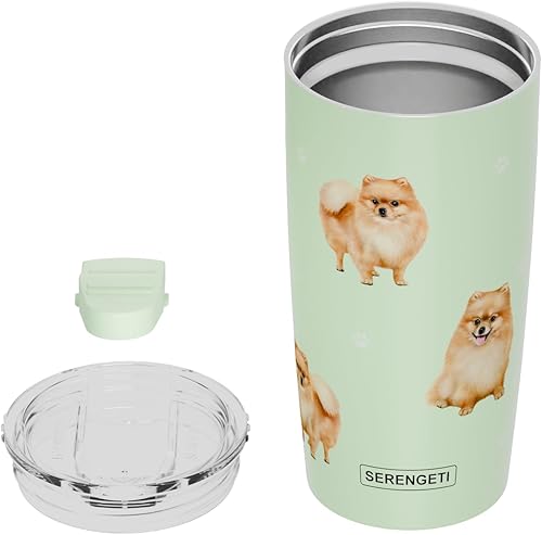 Miniatura 4 de SERENGETI Pomeranian - Vaso aislado al vacío de acero inoxidable de 20 onzas con tapa a prueba de derrames, impresión 3D, taza de viaje aislada para