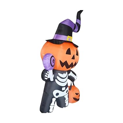 ATORSE Halloween Inflatable Pumpkin Skeleton Body Lighted 6 ft for Home Yard Garden