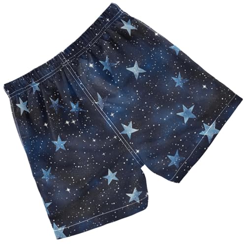 Pigsaly Boys Swim Trunks Stars Navy Blue Gradient Flashing Glitter Boys Board Shorts Swimsuit Swimwear Bathing Suit 4T2