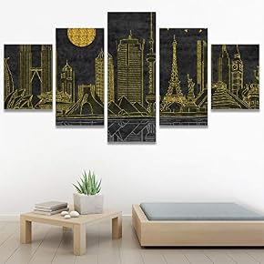 SIGNWIN 5 Panel Canvas Wall Art Modern Art...