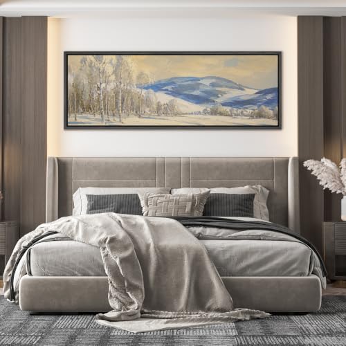 Image of MUDECOR Large Framed Canvas Print Wall Art Snow Birch Mt for Living Room
