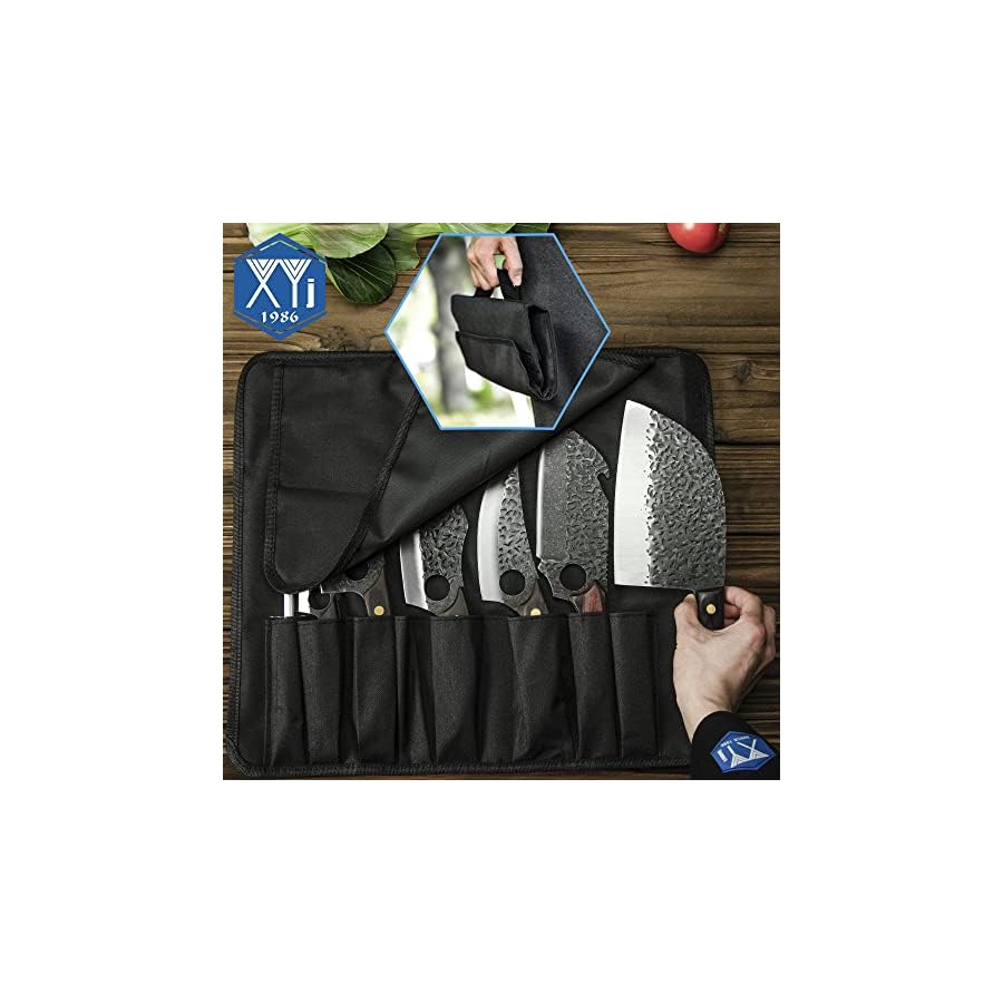 XYJ-FULL-TANG-Camping-Knives-Set-Chinese-Butcher-Knife-Vegetable-Chef-Knives-Slice-Boning-Knives-With-Leather-Knife-SleevesRoll-BagKitchen-Tools XYJ FULL TANG Camping Knives Set Chinese Butcher Vegetable Chef Knives Slice Boning Knives With Leather Sleeves&Roll Bag&Kitchen Tools