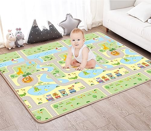 Image of HOMTOL Baby Play Mat,59inch*70inch Foldable Play Mat,XPE Foam Reversible Play mat for Infant,Double Sided Non-Slip Baby Crawling Mat,Easy to Clean Baby Tummy Time Play Mat for Indoor/Outdoor