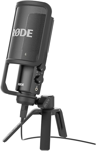 RØDE NT-USB Versatile Studio-quality Condenser USB Microphone with Pop Filter and Tripod for Streaming, Gaming, Podcasting, Music Production, Vocal and Instrument Recording