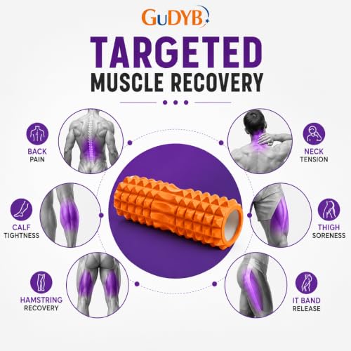 Image of Foam Roller for Exercise & Gym | Deep Tissue Muscle Massage Roller for Back, Neck, Calf & Thigh Pain Relief | Yoga, Stretching, Recovery & Fitness Workout Equipment | 33cm Orange