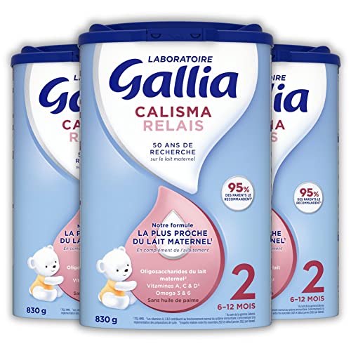 Laboratoire Gallia - Calisma 2 Relais - Lait Bébé 2ème âge - Lait en Poudre pour Bébé - Lait Infantile Enrichi en Vitamines A, C & D - Sans Huile de Palme - De 6 à 12 Mois - Lot de 3x830g Cover