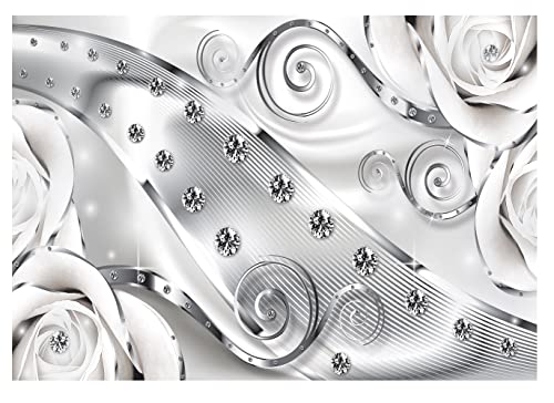 Forwall - Vlies Fototapete Blumen Abstrakt Diamanten Rosen Blume 368x254 cm...