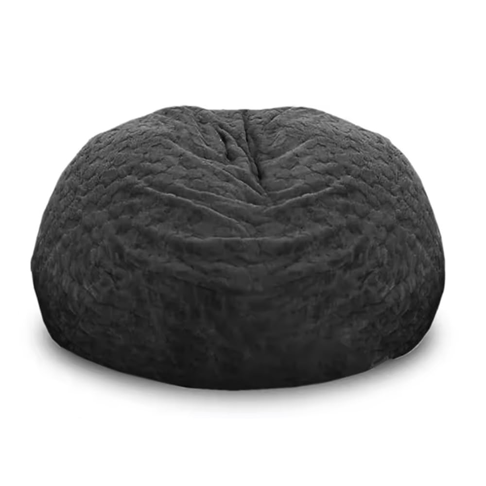 KBZSlyn Fluffy Faux Bunny Fur Bean Bag Pouf Cover(No Filler) Soft Faux RH Fur Sofa Bed Washable Bean Bag Couch Cover For Adults Teens Kids Girls(Dark Grey,100cm)