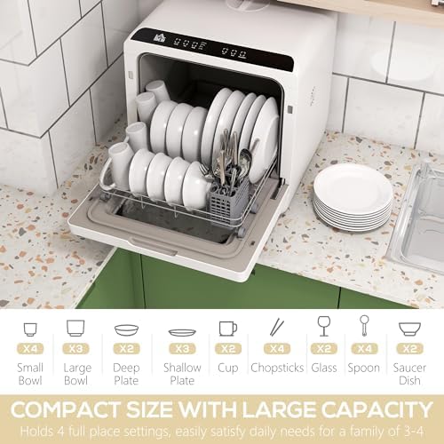 Table Top Dishwasher No Plumbing Built-in 6L Water Tank Black - Image 3