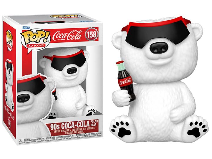 Funko Pop Coca-Cola Holiday + Protector: Pop! Figura de vinilo con iconos de anuncios retro (incluye estuche protector de caja ToyBop para coleccionista) (oso polar de los años 90 con gafas de sol)