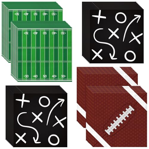 100pcs Football Paper Napkins 2-Ply Football Party Guest Napkins Disposable Sports Theme Hand Towels for Birthday and Game Day Favors