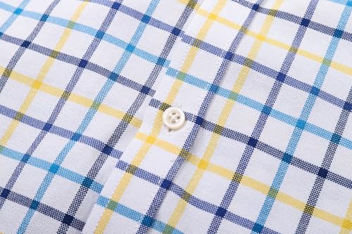Image of SANGTREE Men & Boy Striped Multicolor Oxford Cotton Shirt,Comfortable Fit,Short Sleeve Collared Shirt