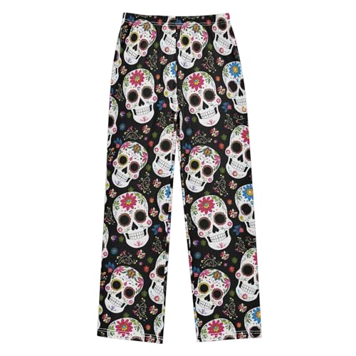 Pajama Pants Lounge Sleep PJ Bottoms Sleepwear Elastic Waist Drawstring S Skull