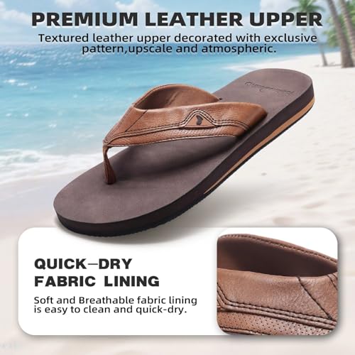 OrthoComfoot Men's Orthopedic Flat Feet Flip Flops: Arch Support Sandals for Hammer Toes, High Arch & Plantar Fasciitis, Waterproof Summer Beach Driving Home Slippers, Dark Brown Size 12 by OrthoComfoot - Used condition - Image 4