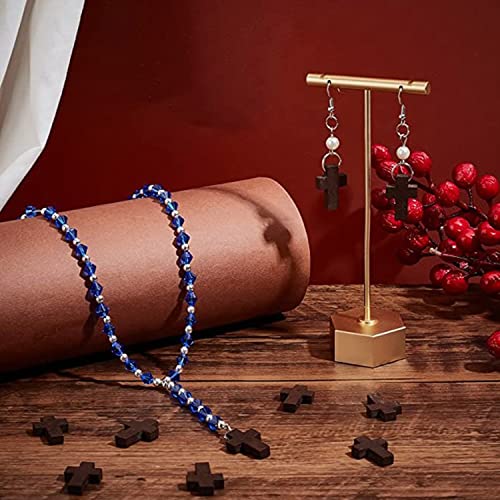 Saijer Wood Cross Pendants,150 PCS Natural Wood Cross with 1 Roll 20M Waxed Polyester Cord 3 Color Blessing Cross Charm Spacer Beads Mini Cross Beads for Party Sunday School DIY Craft Jewelry Making - Image 4