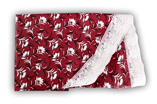Image of The Furnishing Tree Round Shaped 6 Seater Table Cover WxL 72x72 inches with White Border lace