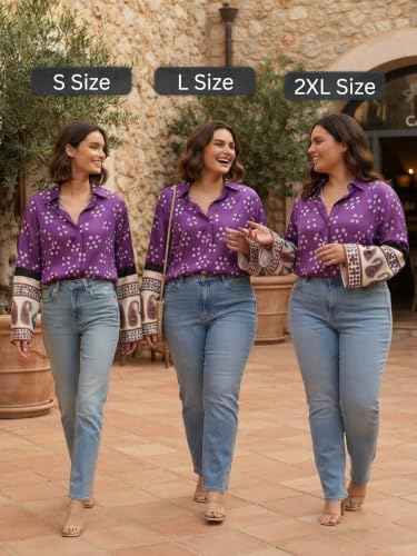 Image of GRECIILOOKS Women Printed Formal Shirt | Stylish Office Top | Casual Full Sleeve Shirts | Trendy Summer Tops | Smart Casual Printed Top for Women's | French Crep Button Down Modern Fit