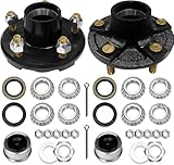 Fanmoss 2 Sets 2000lbs Trailer Hubs 5 Lug, 5 Bolt 4.5' Trailer Axle Kit for RV & Boat Trailers, Fits 1' and 1-1/16' Trailer Straight Spindles