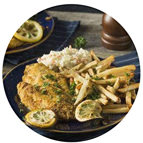 Spicy Homemade Baked Cajun Catfish with French Fries Indoor Outdoor Rug Round 60""