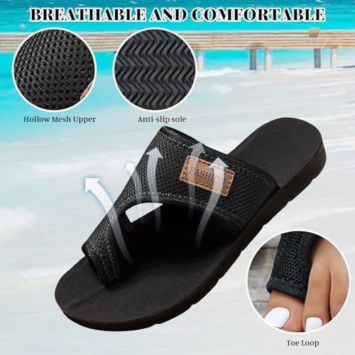 Orthopedic Sandals for Women Arch Support Walking Sandals Mesh Flip Flops Womens Comfortable Breathable Mesh Flipflops Beach Summer Slippers Slip on Shoes Indoor Outdoor2