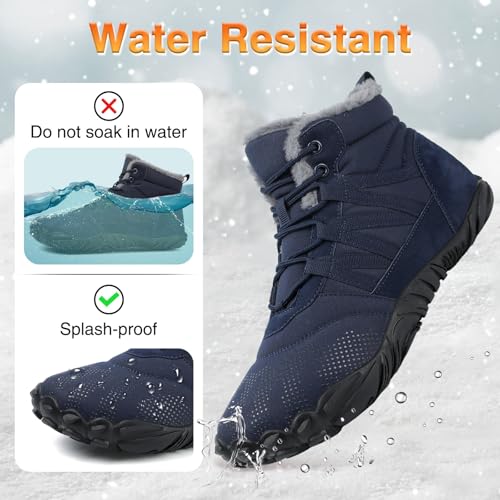 Image of Womens Mens Barefoot Boots Shoes Minimalist Winter Snow Boots Warm Ankle Booties Zero Drop Sole Wide Toe Box Slip on Sneakers