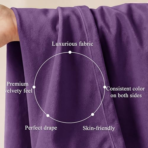 Image of Purple Velvet Curtains for Grils Bedroom Nursery, W52 x L108, 2 Pcs | Room Darkening,300GSM Soft Drapes for Bedroom Living Room, Modern Back Tab Pinch Pleat, Thermal Insulated, Window Treatment