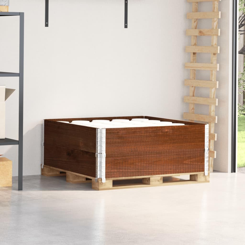 Cadre de palette 100x100 cm en pin massif marron foncé pliables lot de 2