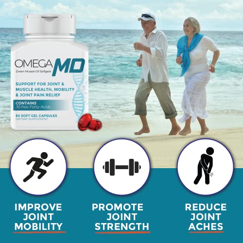 Omega Joint Support Supplement - Natural Muscle Support, Green Lipped Mussel Oil, Max Omega 3-6-9, 10X Better Than Fish Oils, Softgels, Drug-Free (60 Count (Pack Of 1)) #TOP3