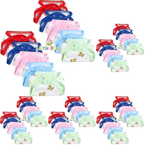Image of Little Boo new born Baby's Cotton Cloth Diapers /Langot /nappy U Shaped Washable and Reusable Nappies (Multicolour,0-6 Months) Pack of 50