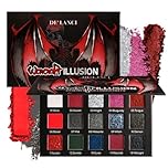 DE'LANCI Red Black Eyeshadow Palette,15 Colors Red Eyeshadow Goth Make-up,Gray Silver Shimmer Glitter Eyeshadow Palette,Burgundy Eye Shadow for Halloween Vampire Clown Makeup, High Pigment,Vegan
