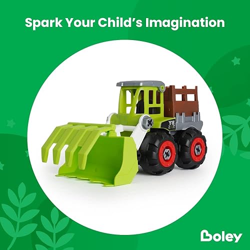 Miniatura 3 de Boley Juego de 26 piezas de vehículos desmontables, juguete STEM con taladro y accesorios, camión de granja para niños, a partir de 3 años