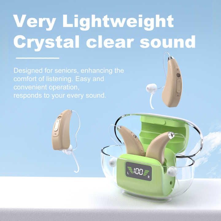 Image of Wireless Hearing AID Rechargeable Ear Hearing Machine for upto 65% Hearing Loss /Bionic Ear Sound Amplifier for Old Age BEIGE