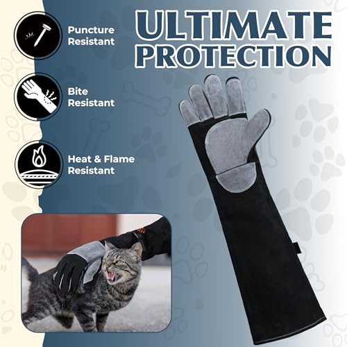 Image of HANDLANDY Animal Handling Gloves, Bite-Proof, Scratch-Resistant, Pet Gloves for Dogs, Cats, Falconry, Gardening