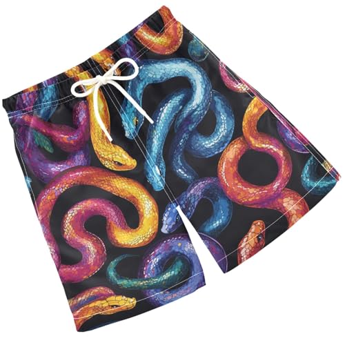 Pigsaly Boys' Swim Board Shorts Colorful Snakes Boy's Swim Trunks Kids Swimwear M