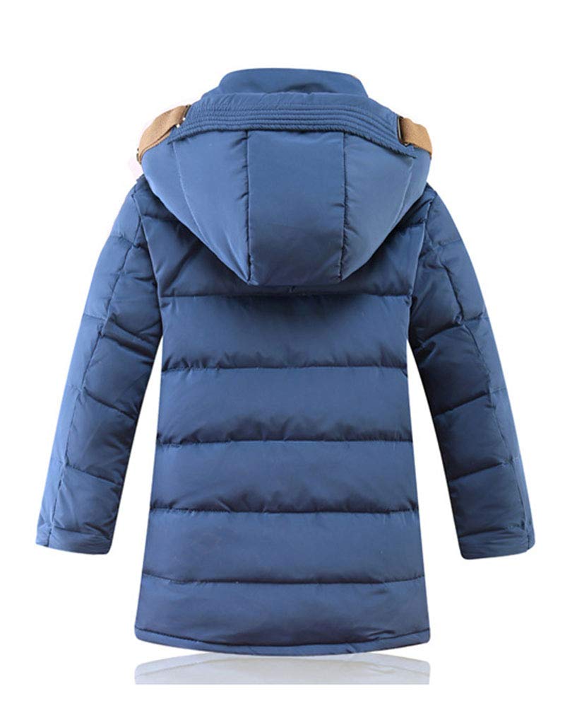 Niños Parka larga Chaquetas de plumas Acolchado con capucha Cremallera Puffer Ropa de Abrigo de invierno Caliente Cuello con forro polar,Múltiples bolsillos